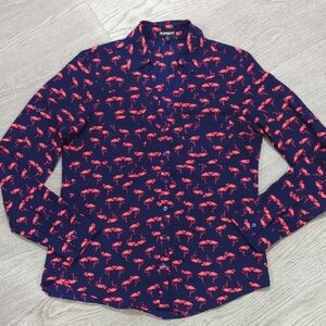 Express Flamingo Print Shirt - Navy and Pink